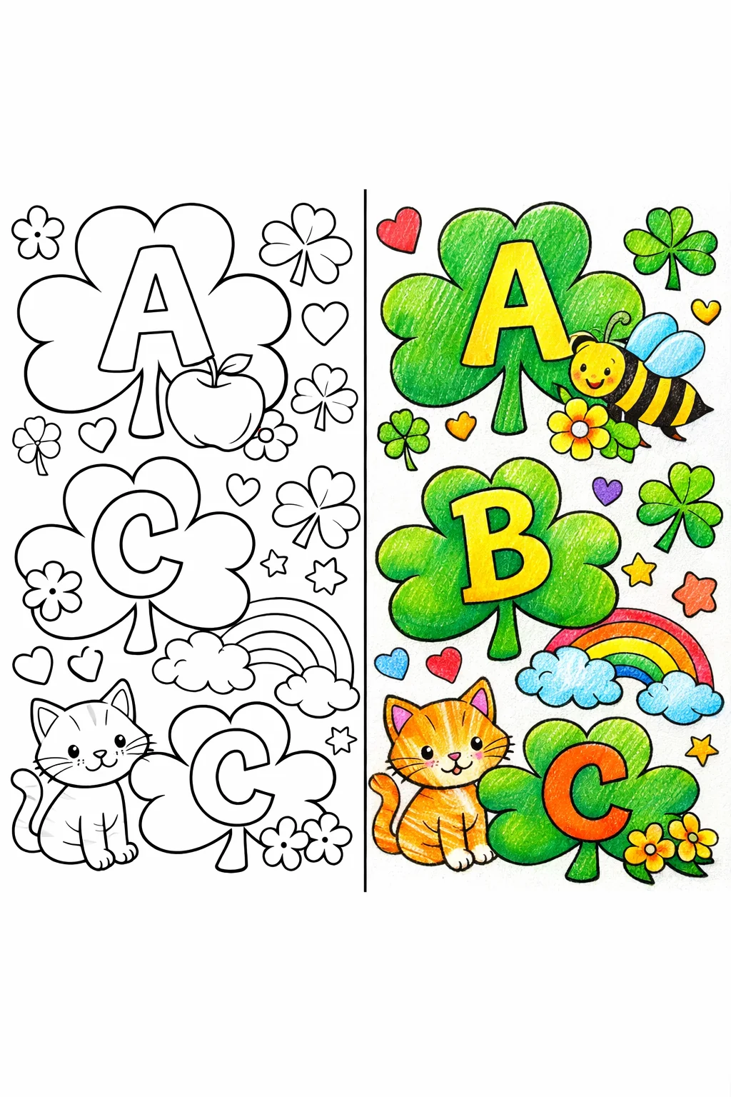 alphabet shamrock coloring pages
