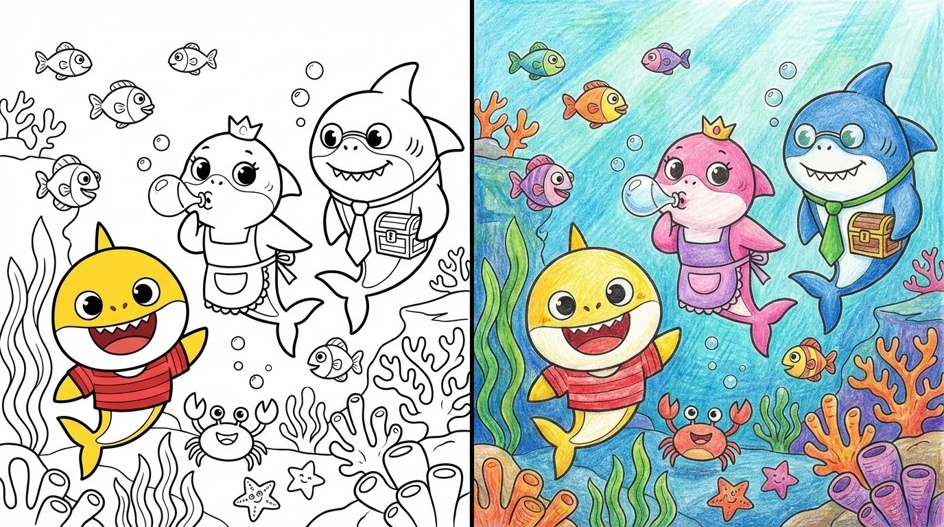 53 Baby Shark Coloring Pages (Free PDFs)