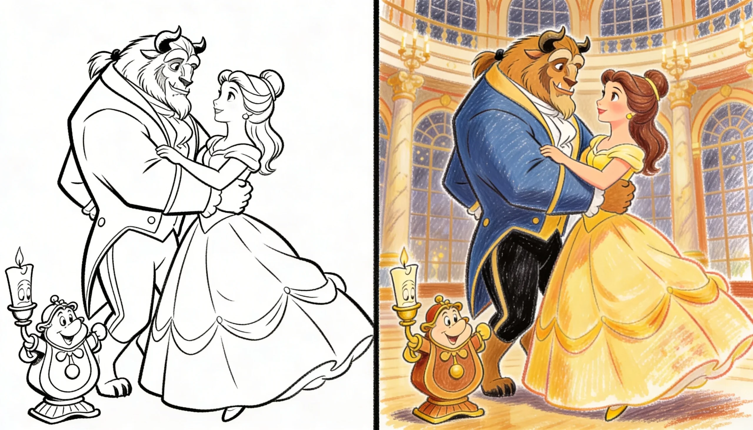 beauty and the beast coloring pages