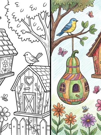 Birdhouse coloring pages