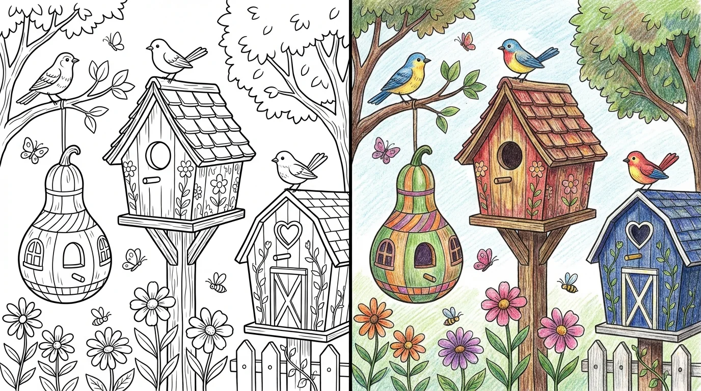 birdhouse coloring pages