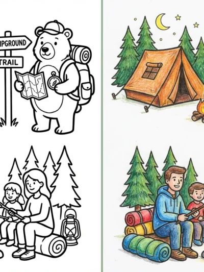 Camping coloring pages