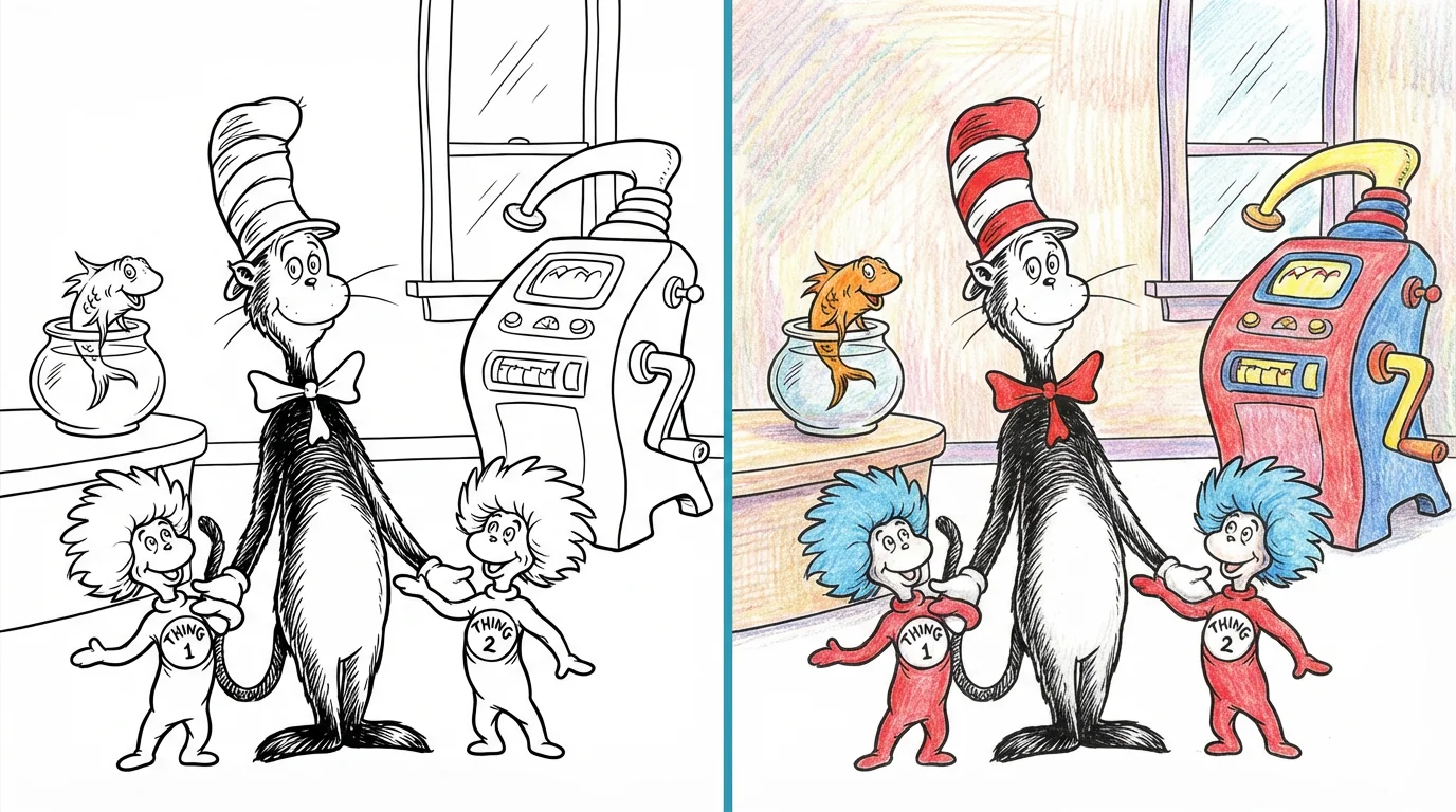cat in the hat coloring pages