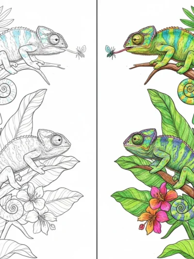 Chameleon coloring pages