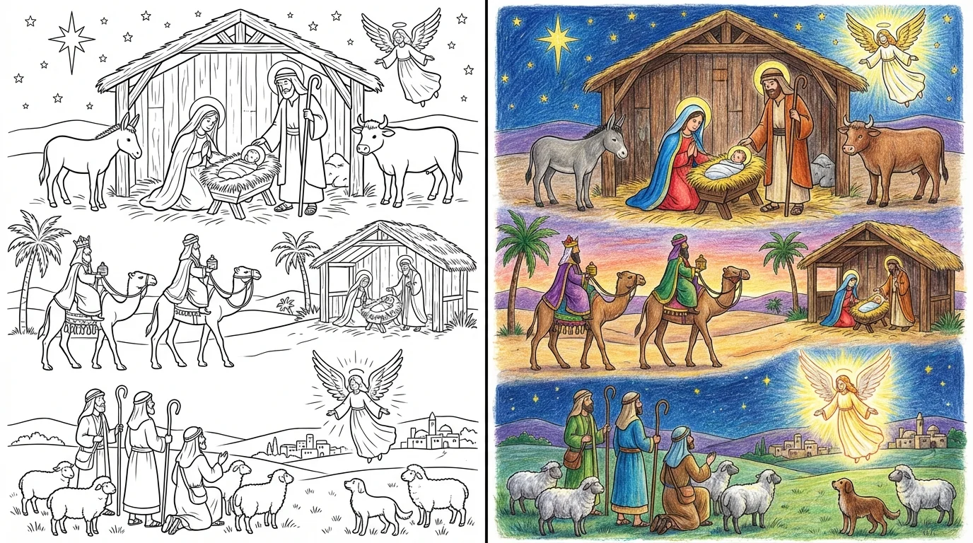 christmas nativity coloring pages