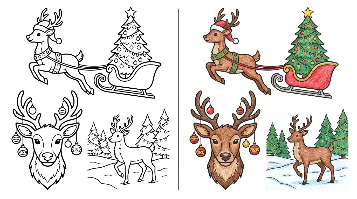 christmas reindeer coloring pages