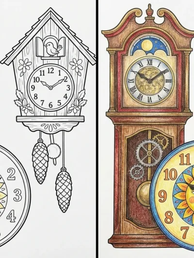 Clock coloring pages