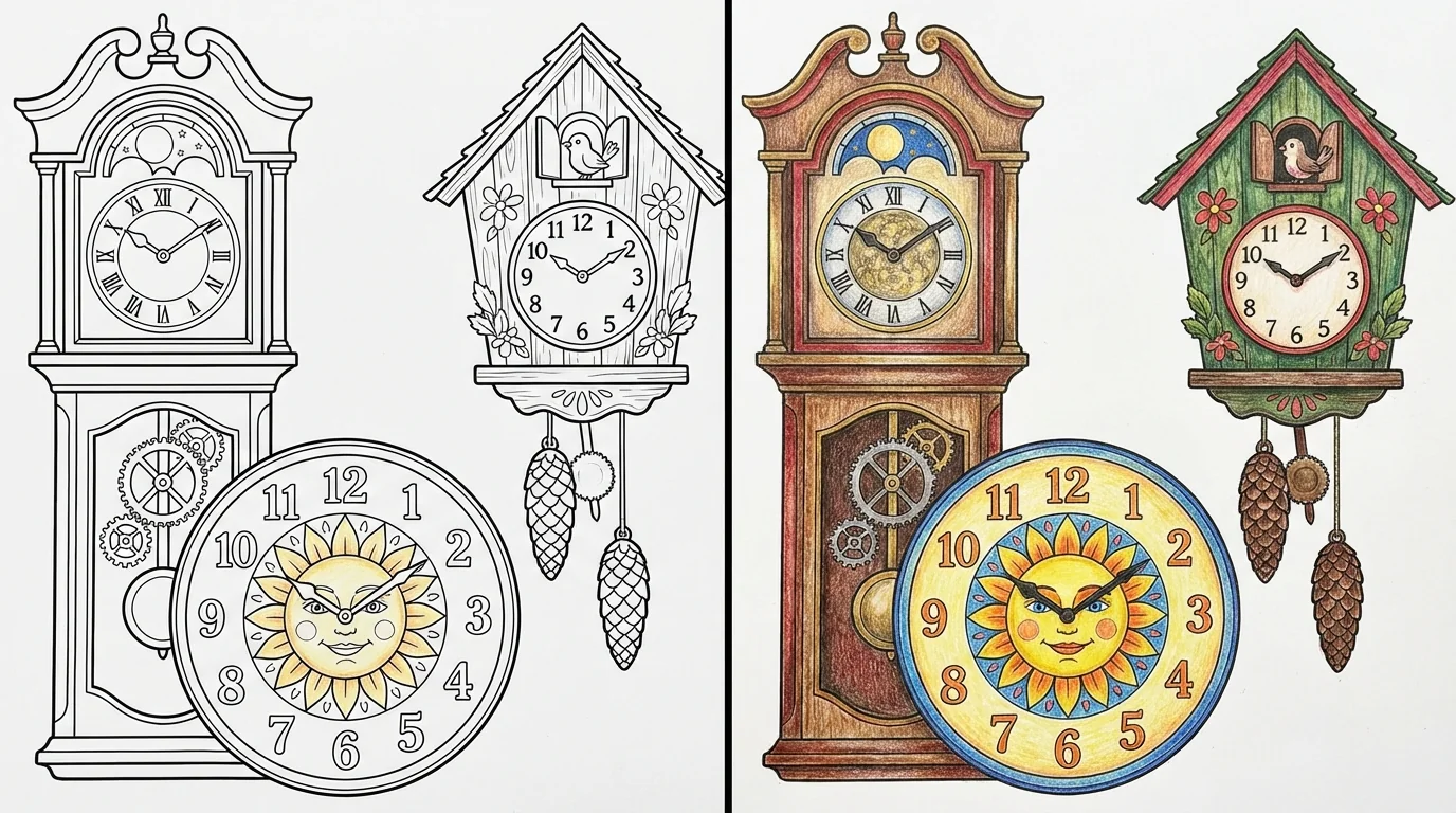 clock coloring pages