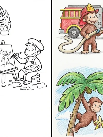 Curious George coloring pages
