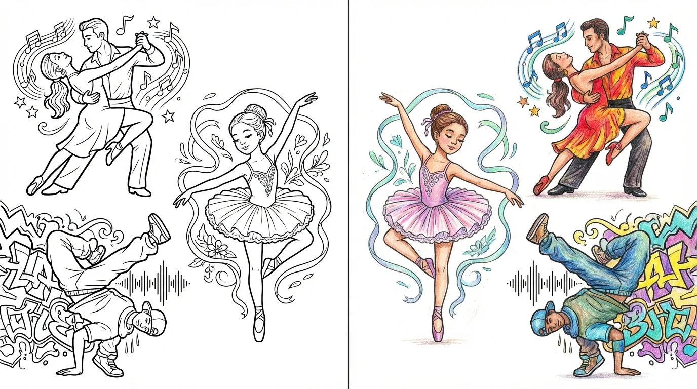 dancing coloring pages