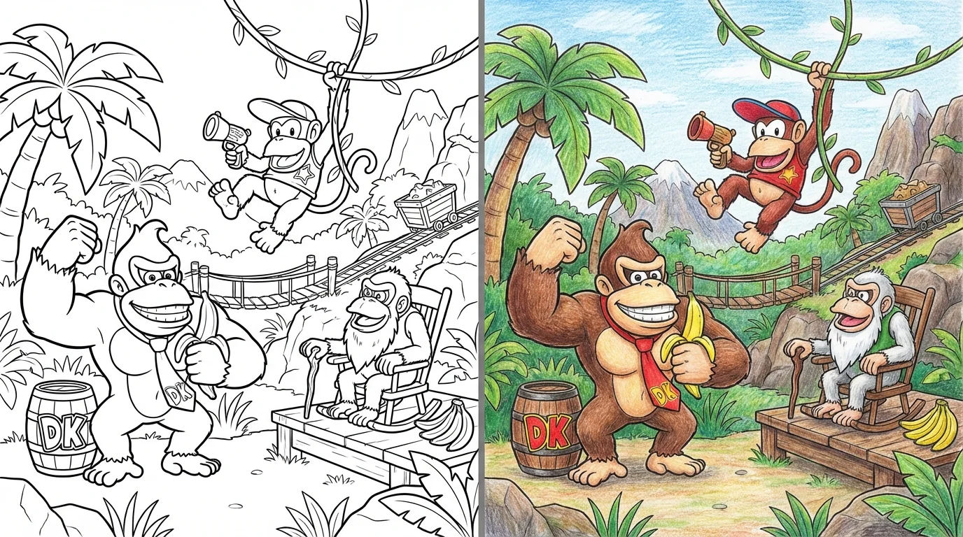donkey kong coloring pages