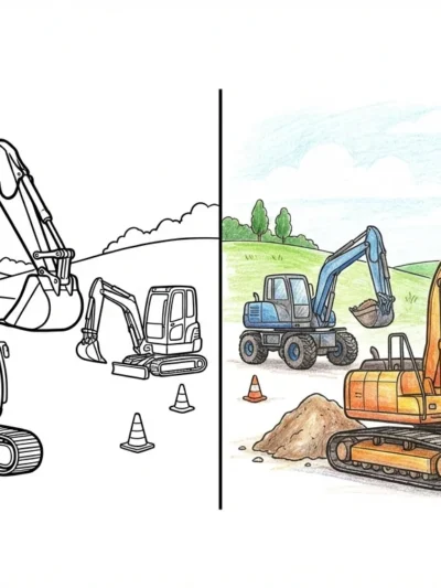 Excavator coloring pages