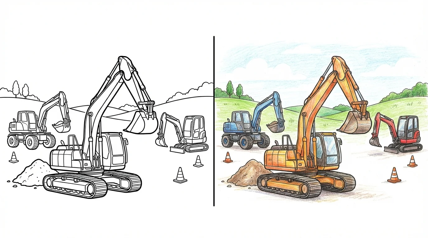 excavator coloring pages