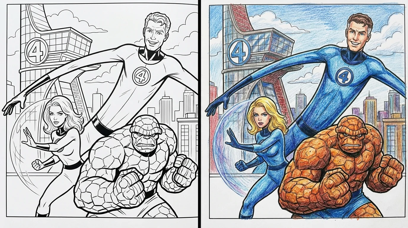 fantastic four coloring pages