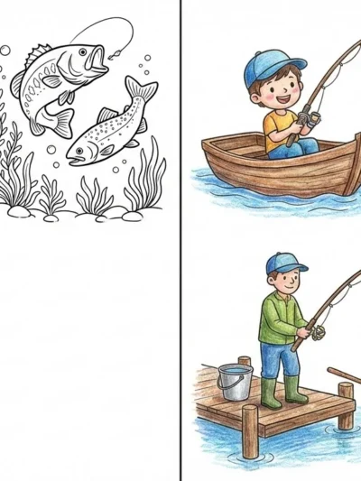 Fishing coloring pages