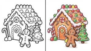 gingerbread house coloring pages
