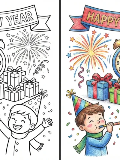 Happy New Year coloring pages