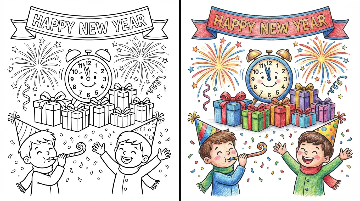 happy new year coloring pages