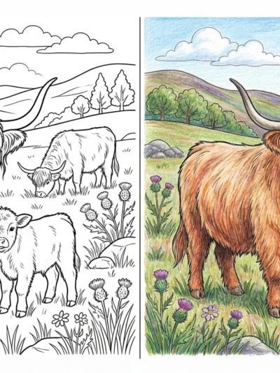 Highland Cow coloring pages