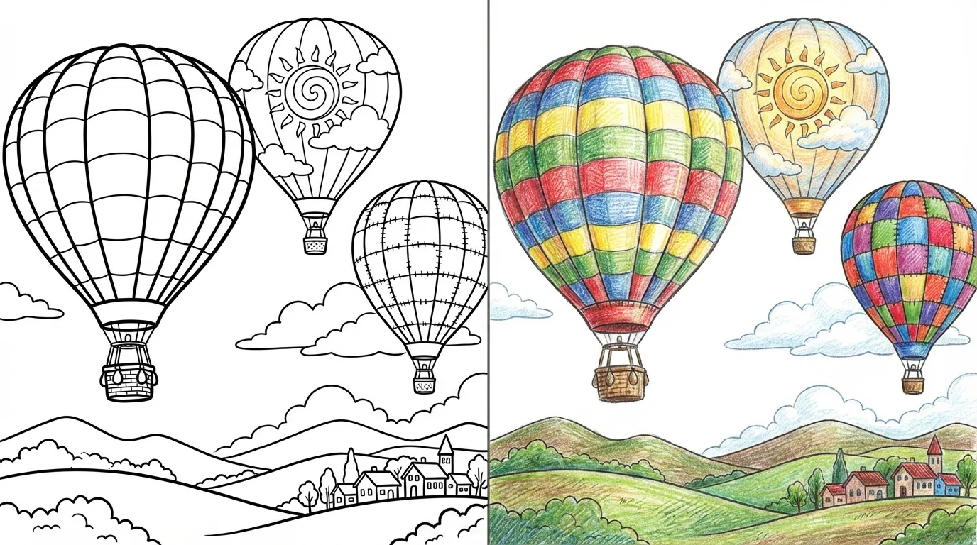 hot air balloon coloring pages