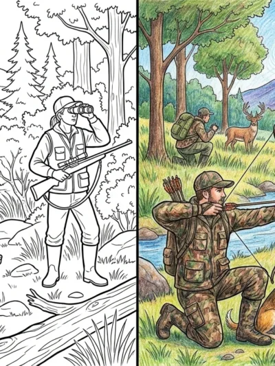 Hunting coloring pages