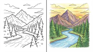 landscape coloring pages