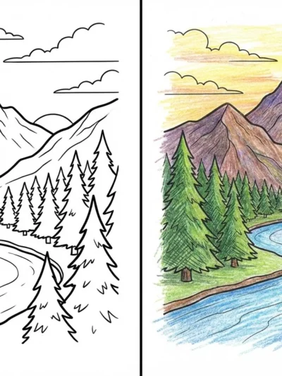 Landscape coloring pages