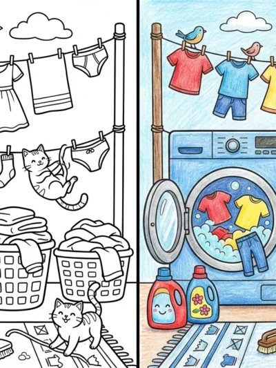 Laundry coloring pages