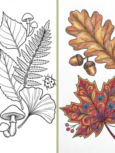 Leaf coloring pages