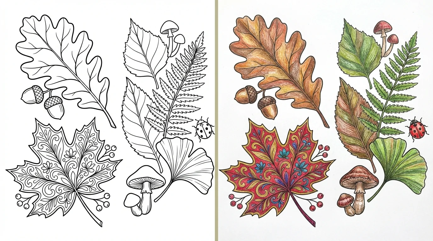 leaf coloring pages