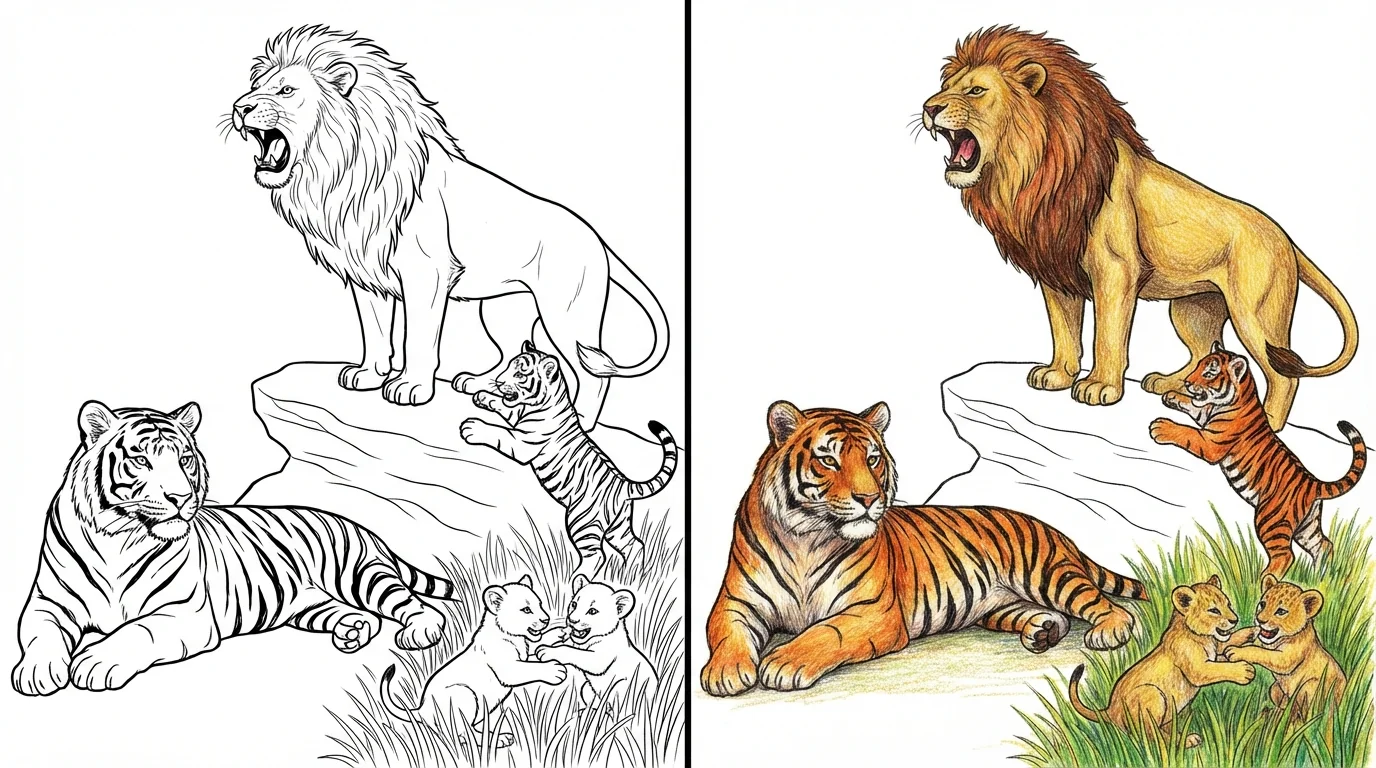 lion and tiger coloring pages
