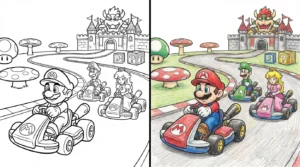 mario kart coloring pages