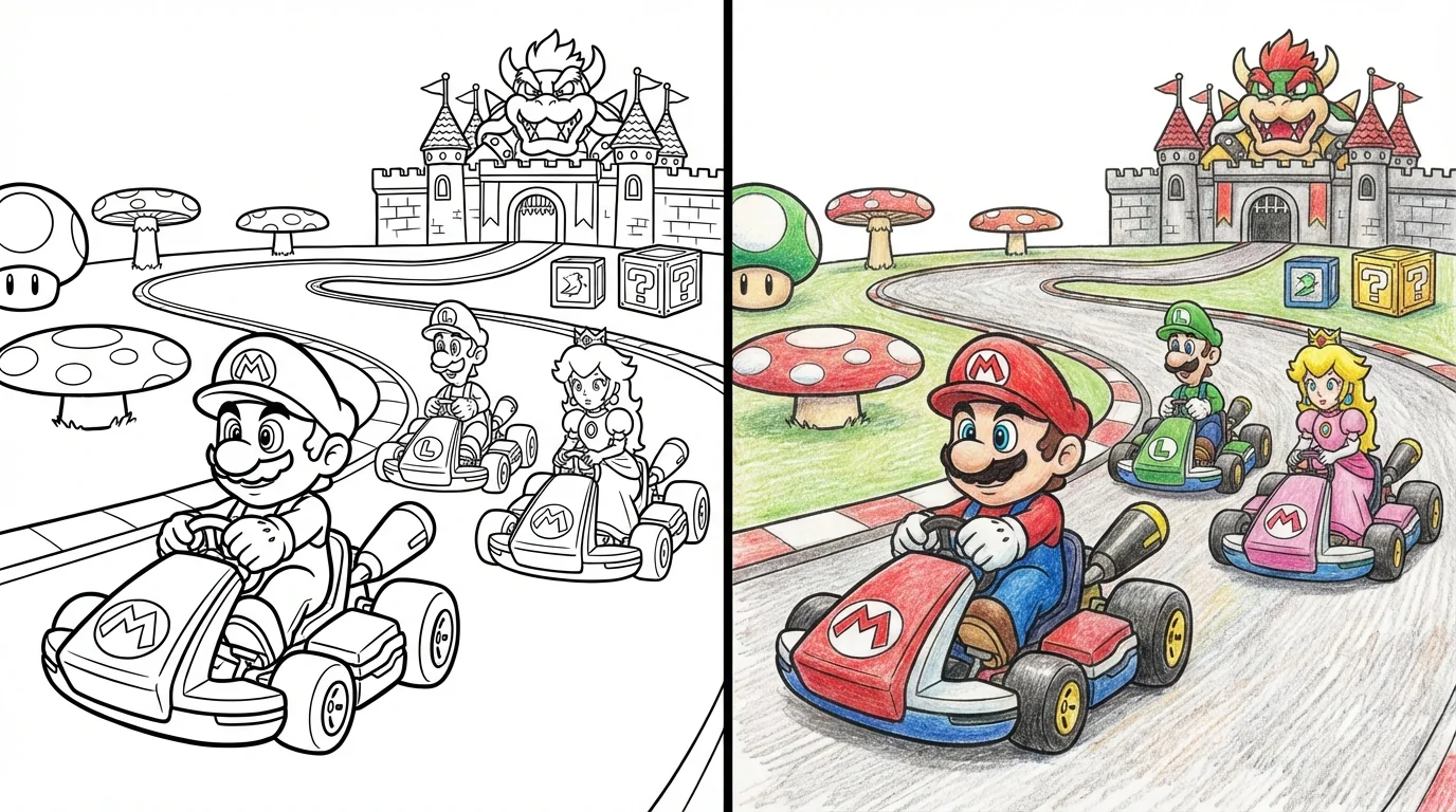 63 Mario Kart Coloring Pages (Free PDFs)