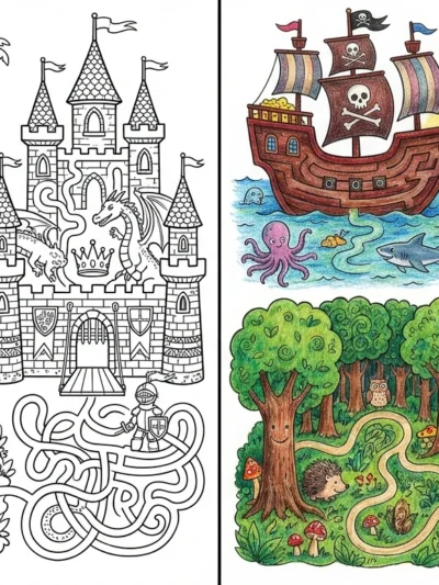 Maze coloring pages