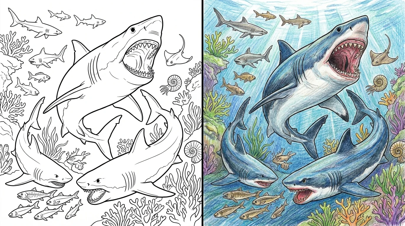52 Megalodon Coloring Pages (Free PDFs)