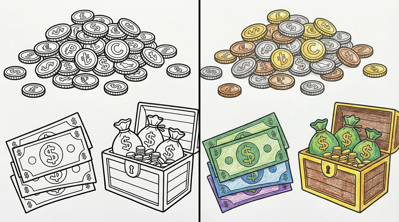 62 Money Coloring Pages (Free PDFs)