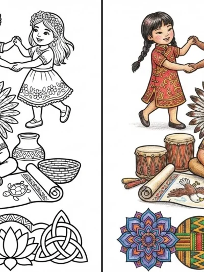 Multicultural coloring pages