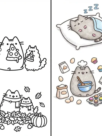 Pusheen coloring pages