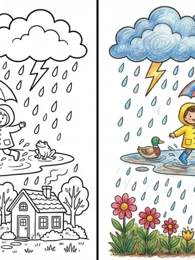 Rain coloring pages