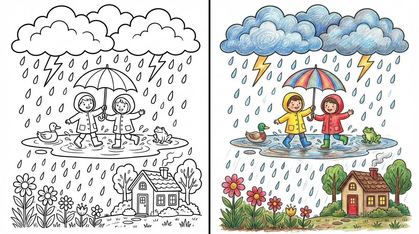 rain coloring pages