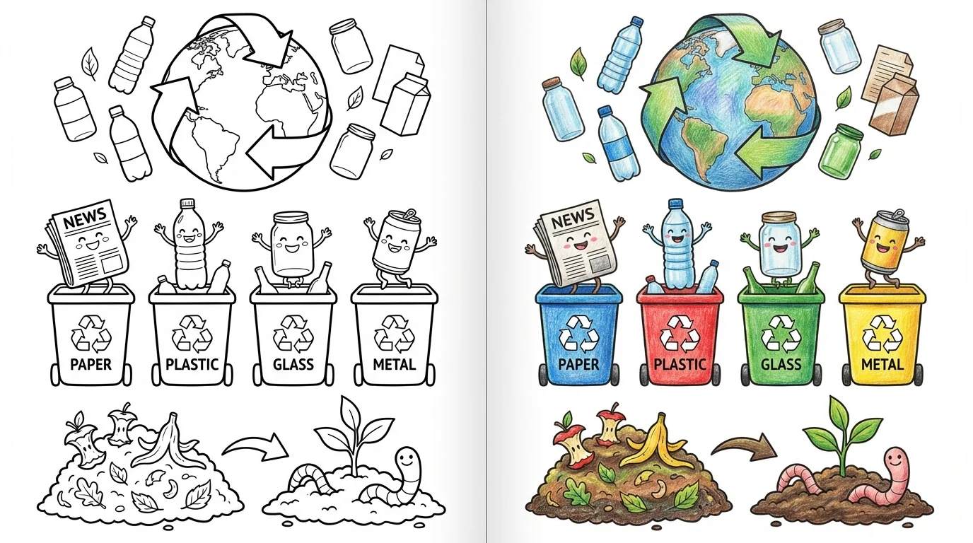 recycling coloring pages