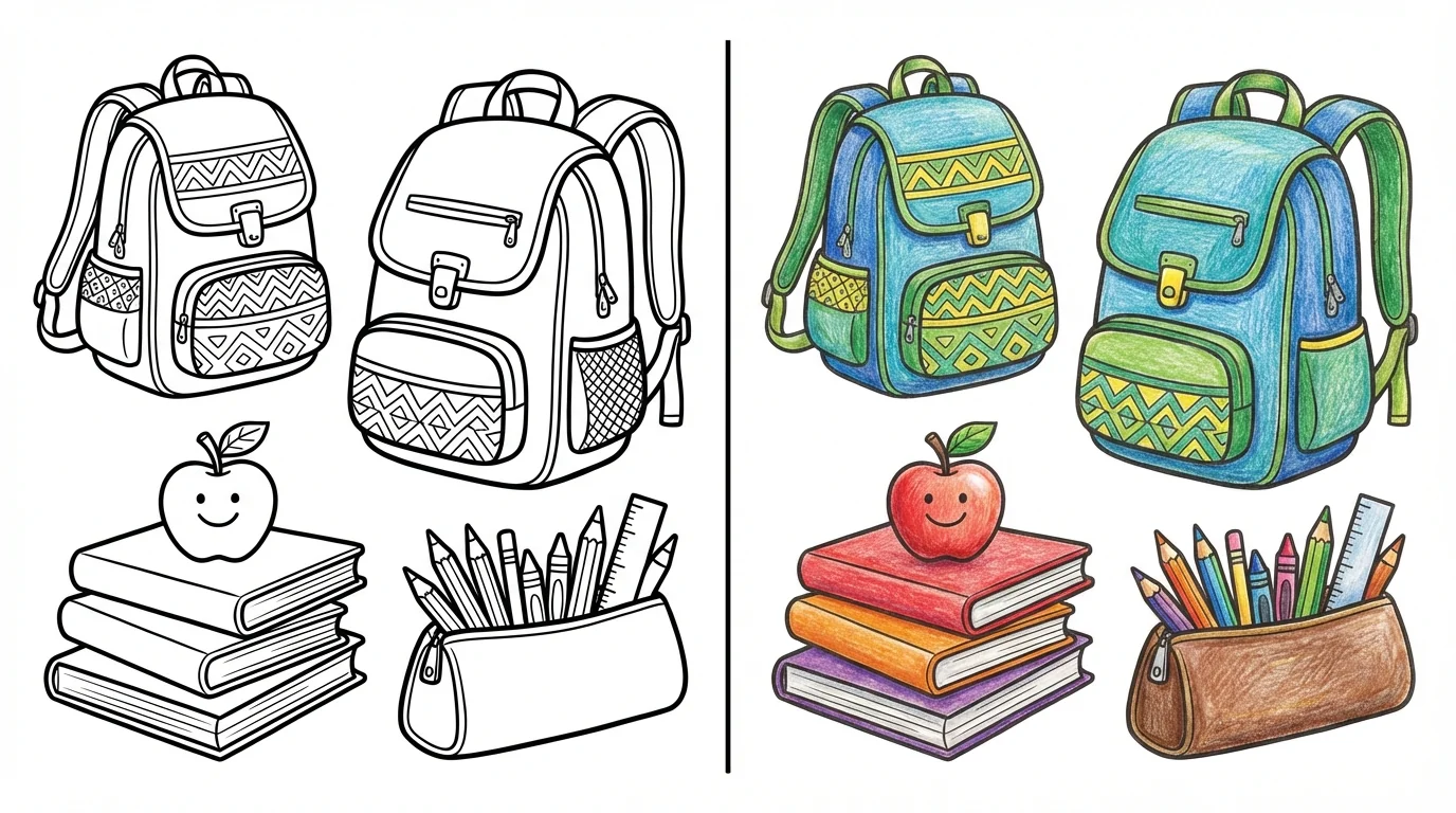school supplies coloring pages