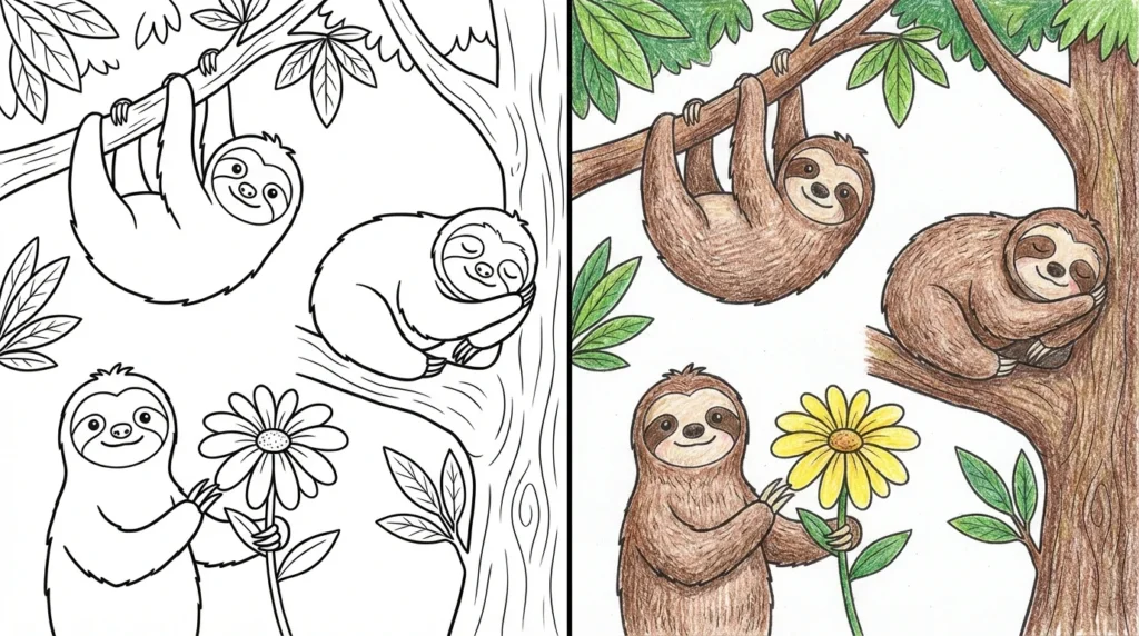 54 Sloth Coloring Pages (Free PDFs) - ColoringBookFun