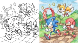 sonic 3 coloring pages
