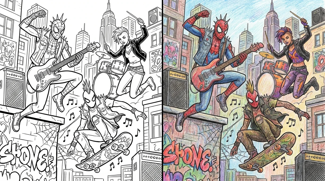 spider punk coloring pages