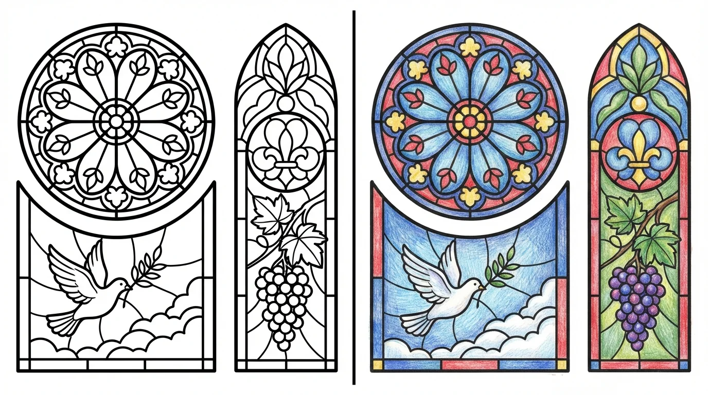 stained glass coloring pages