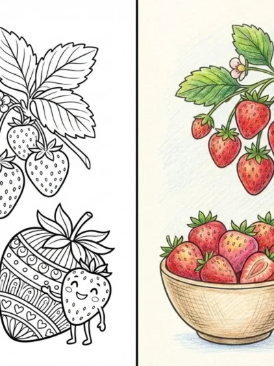 Strawberry coloring pages