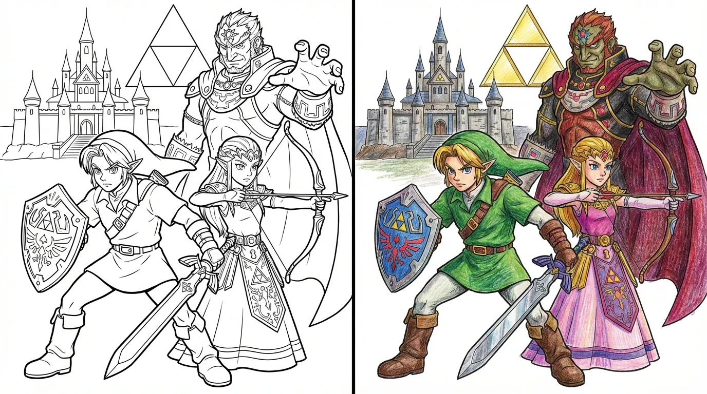 the legend of zelda coloring pages