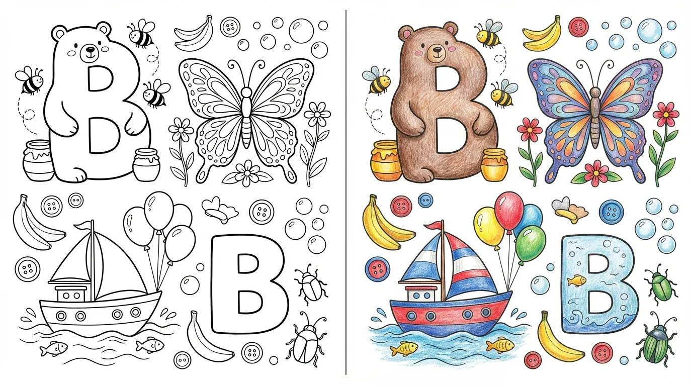 the letter b coloring pages