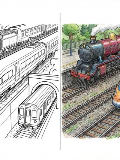 Trains, Railways And Subways coloring pages